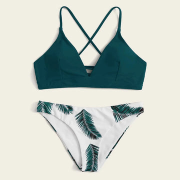 Printed Tropical Bottoms 2 Piece Swimsuit