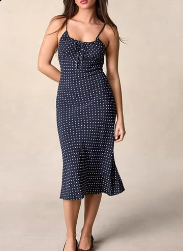 Aya Polka Print Midi Dress